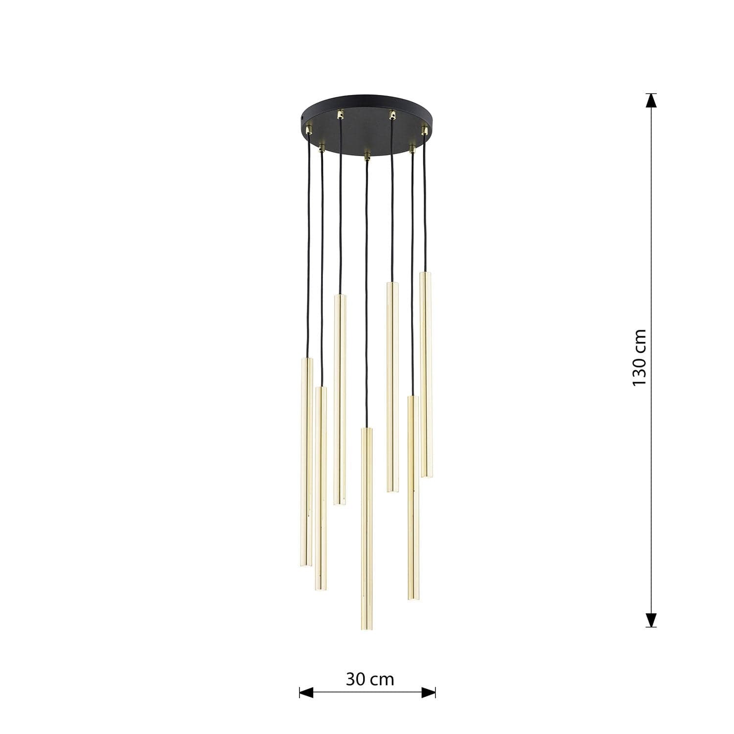 Sospensione Contemporanea In Acciaio 7 Luci Selter Nero E Oro in Lampadari LuceArt - Montecorvino Pugliano, commercioVirtuoso.it