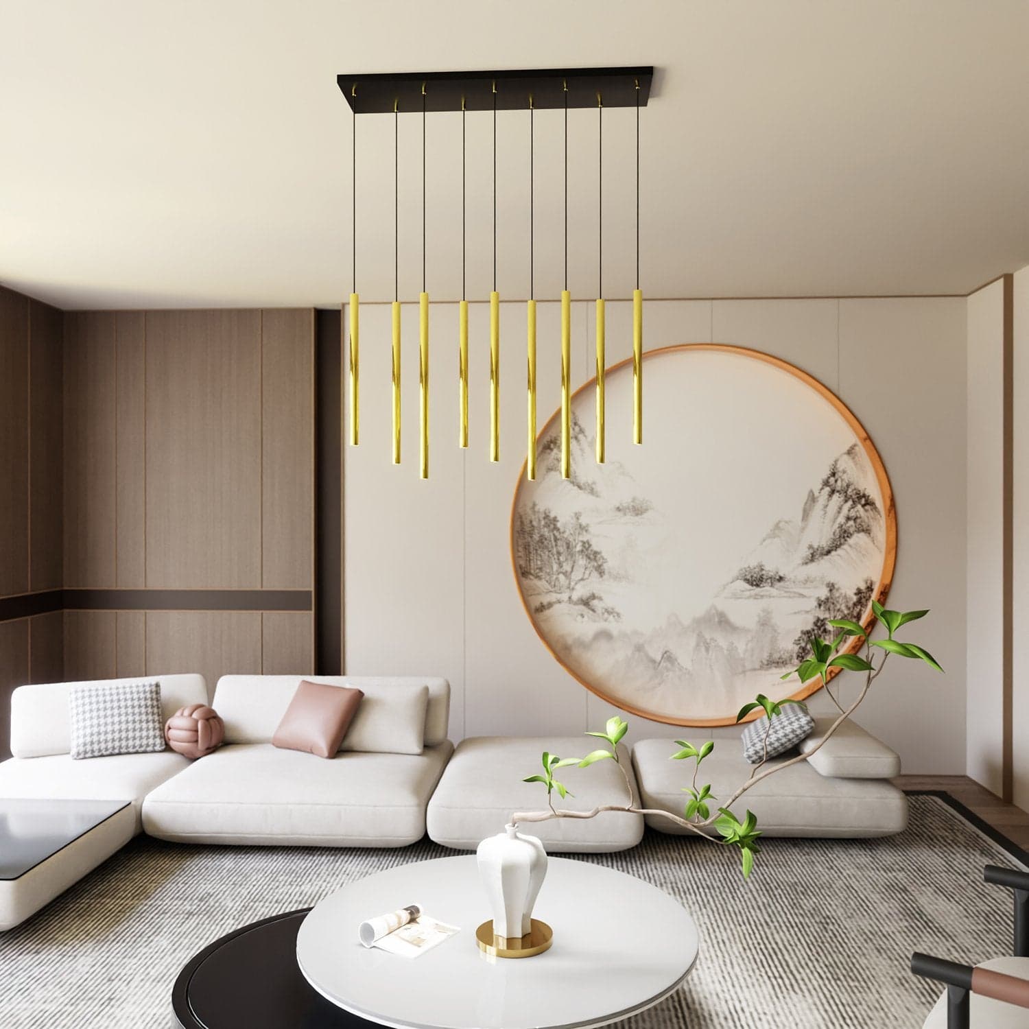 Sospensione Contemporanea In Acciaio 9 Luci Selter Nero E Oro in Lampadari LuceArt - Montecorvino Pugliano, commercioVirtuoso.it
