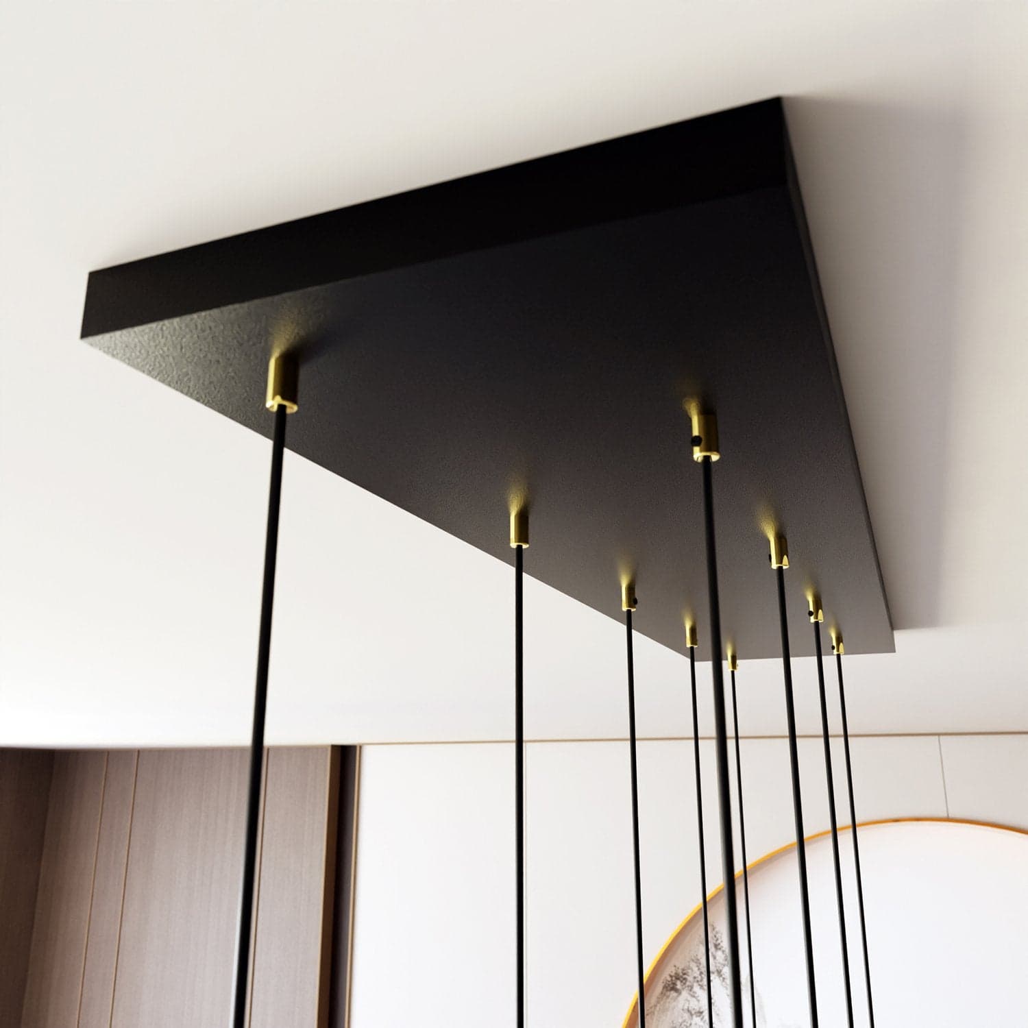 Sospensione Contemporanea In Acciaio 9 Luci Selter Nero E Oro in Lampadari LuceArt - Montecorvino Pugliano, commercioVirtuoso.it