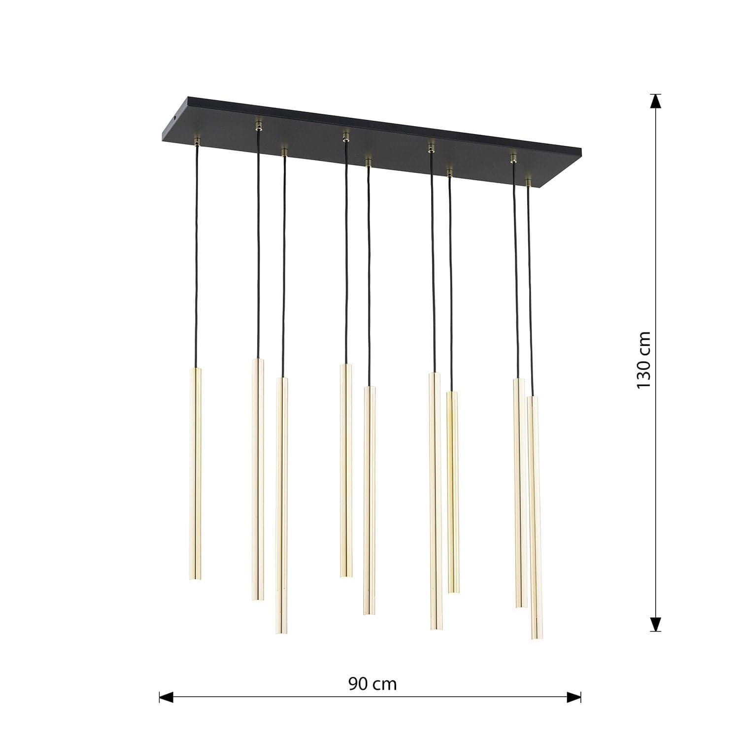 Sospensione Contemporanea In Acciaio 9 Luci Selter Nero E Oro in Lampadari LuceArt - Montecorvino Pugliano, commercioVirtuoso.it