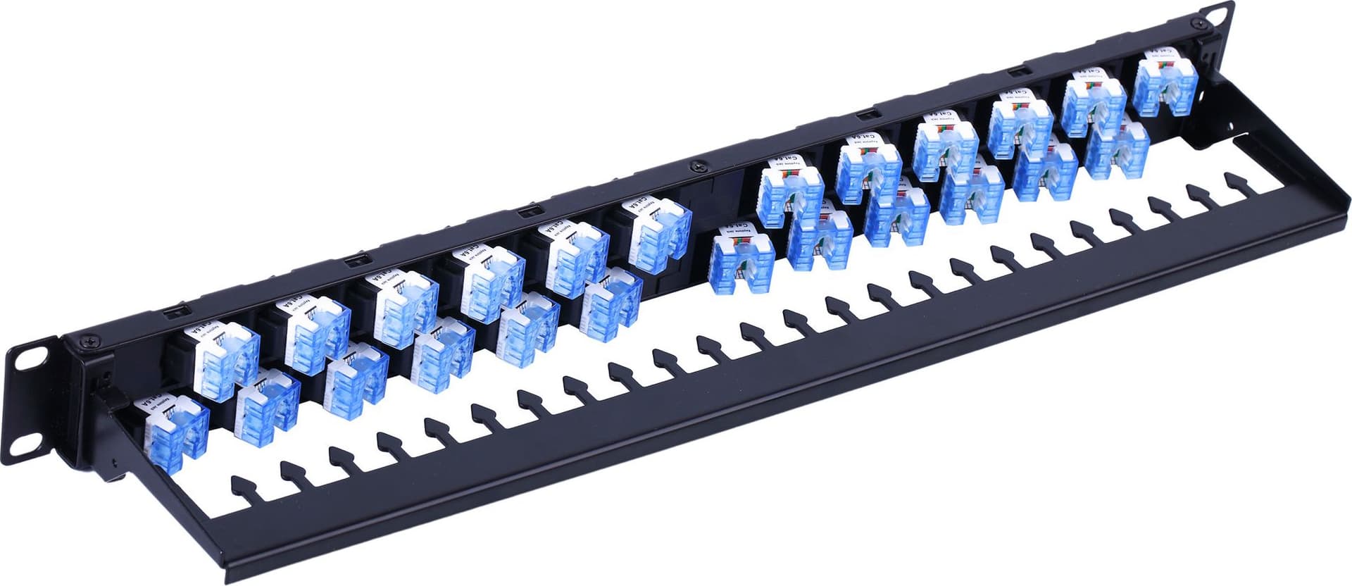 Pannello Patch UTP 24 Posti RJ45 Cat.6A Uscita Inclinata 1U Nero in Cavi Ethernet Scontolo.net - Potenza, commercioVirtuoso.it