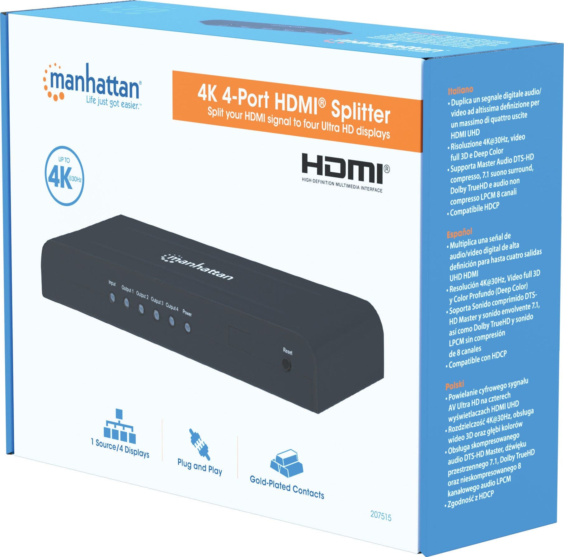 Splitter HDMI1.4 4K UHD 3D a 4 porte in Selettori audio-video Scontolo.net - Potenza, commercioVirtuoso.it