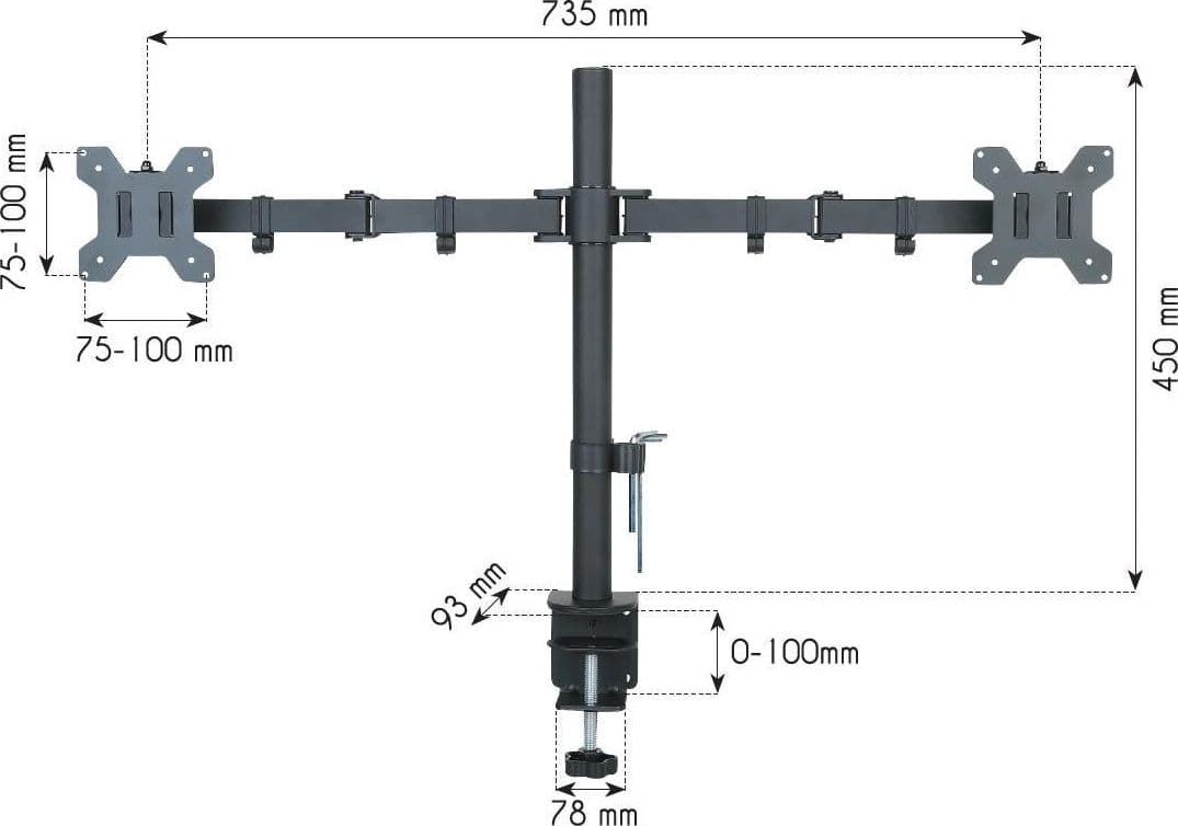 Supporto da Scrivania per 2 Monitor 13-27'' Installazione con Morsetto o Vite Passante in  Scontolo.net - Potenza, commercioVirtuoso.it