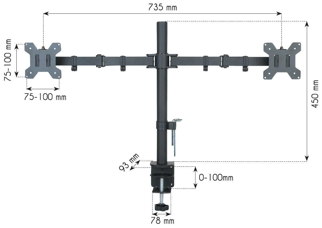 Supporto da Scrivania per 2 Monitor 13-27'' Installazione con Morsetto o Vite Passante in  Scontolo.net - Potenza, commercioVirtuoso.it