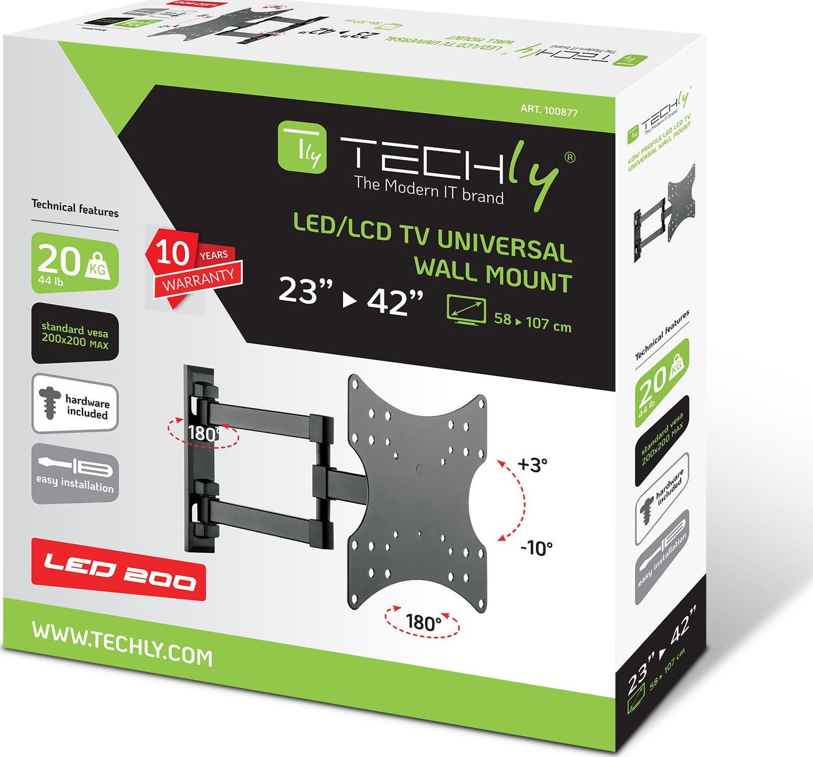 Supporto a Muro per TV LED LCD 23-42'' Inclinabile 3 Snodi Nero in Supporti da parete e da soffitto Scontolo.net - Potenza, commercioVirtuoso.it