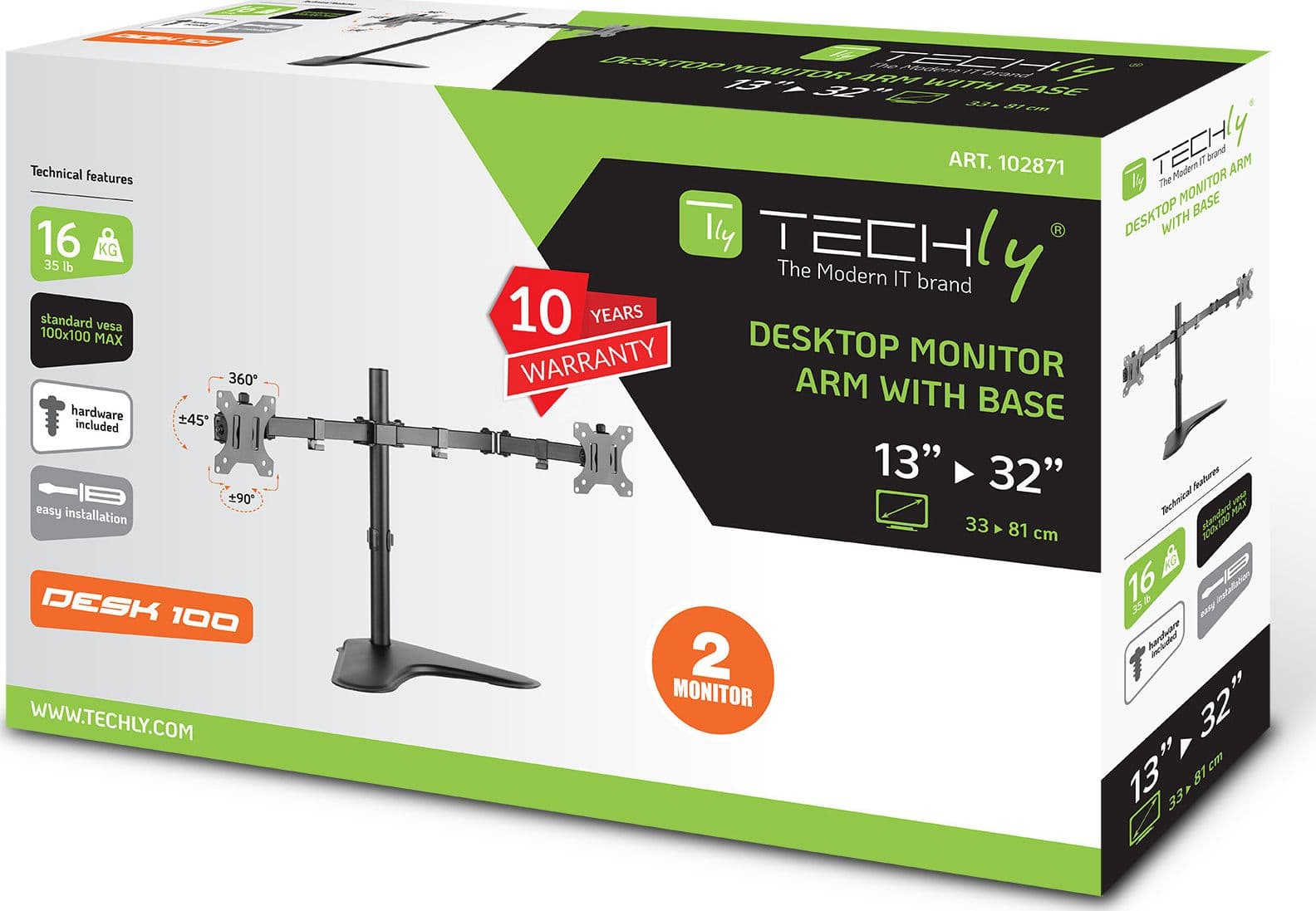 Supporto da scrivania per 2 Monitor 13-32'' con base in Supporti Scontolo.net - Potenza, commercioVirtuoso.it