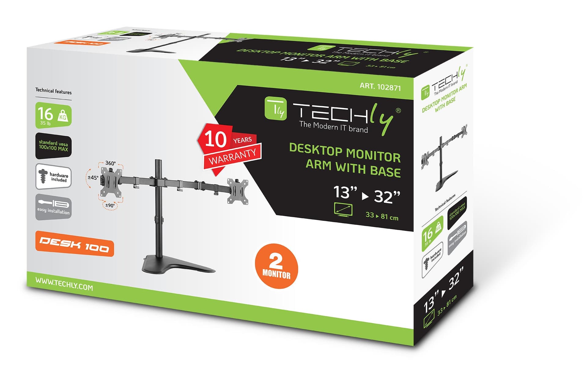 Supporto da scrivania per 2 Monitor 13-32'' con base in Supporti Scontolo.net - Potenza, commercioVirtuoso.it