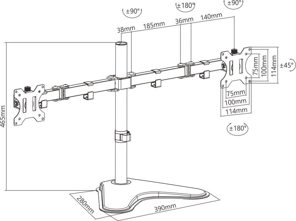 Supporto da scrivania per 2 Monitor 13-32'' con base in Supporti Scontolo.net - Potenza, commercioVirtuoso.it
