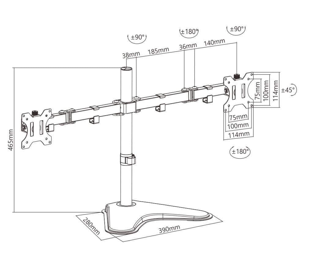 Supporto da scrivania per 2 Monitor 13-32'' con base in Supporti Scontolo.net - Potenza, commercioVirtuoso.it