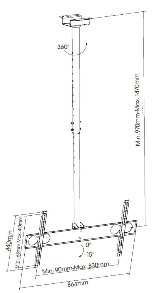 Supporto universale a soffitto per TV LED/LCD 37-70'' in Supporti da parete e da soffitto Scontolo.net - Potenza, commercioVirtuoso.it