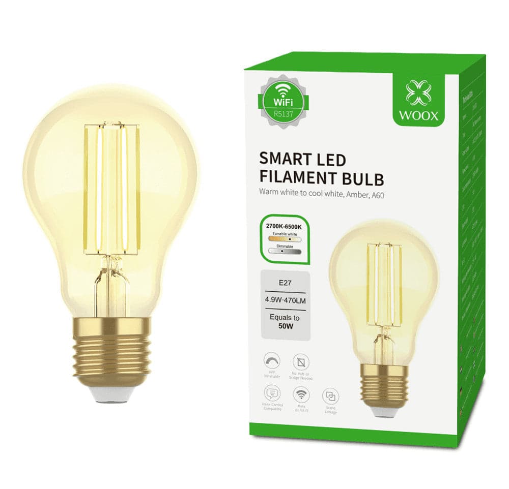 Lampadina Intelligente E27 Ambra Calda 4,9W LED a Filamento Alexa e Google Assistant Classe F, R5137 in Lampadine Wi-Fi Scontolo.net - Potenza, commercioVirtuoso.it