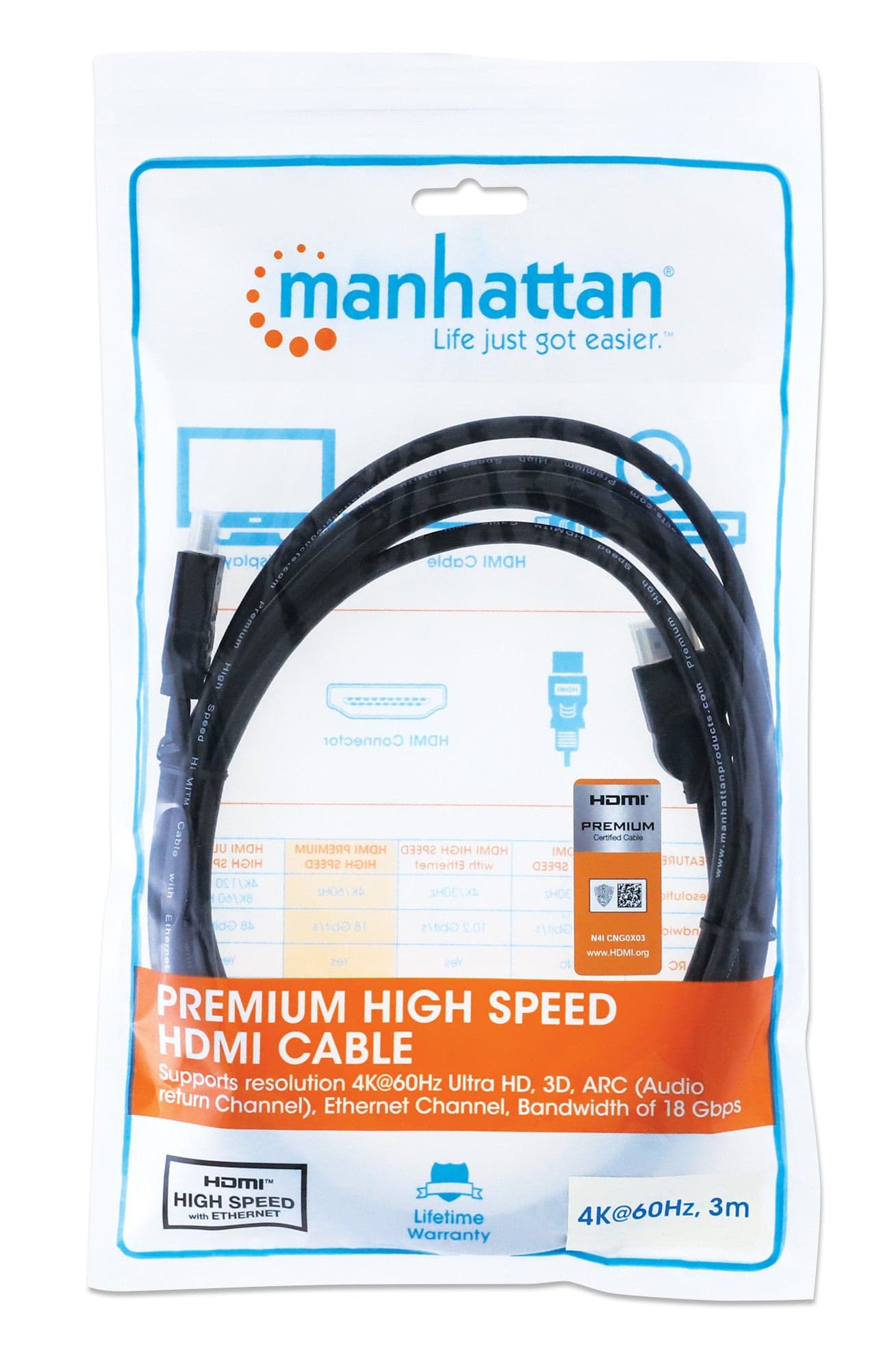 Cavo HDMI High Speed con Ethernet Premium 3 metri in Cavi HDMI Scontolo.net - Potenza, commercioVirtuoso.it