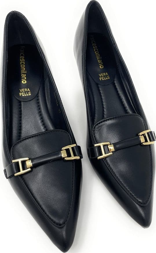 Francesco Milano décolleté in pelle nero con morsetto H06-05A in Scarpe col tacco Teresi Calzature - Marsala, commercioVirtuoso.it