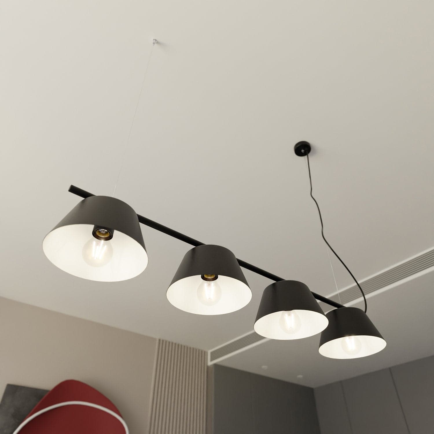 Sospensione Moderna 4 Luci Gelato In Acciaio Nero in Lampade a sospensione LuceArt - Montecorvino Pugliano, commercioVirtuoso.it