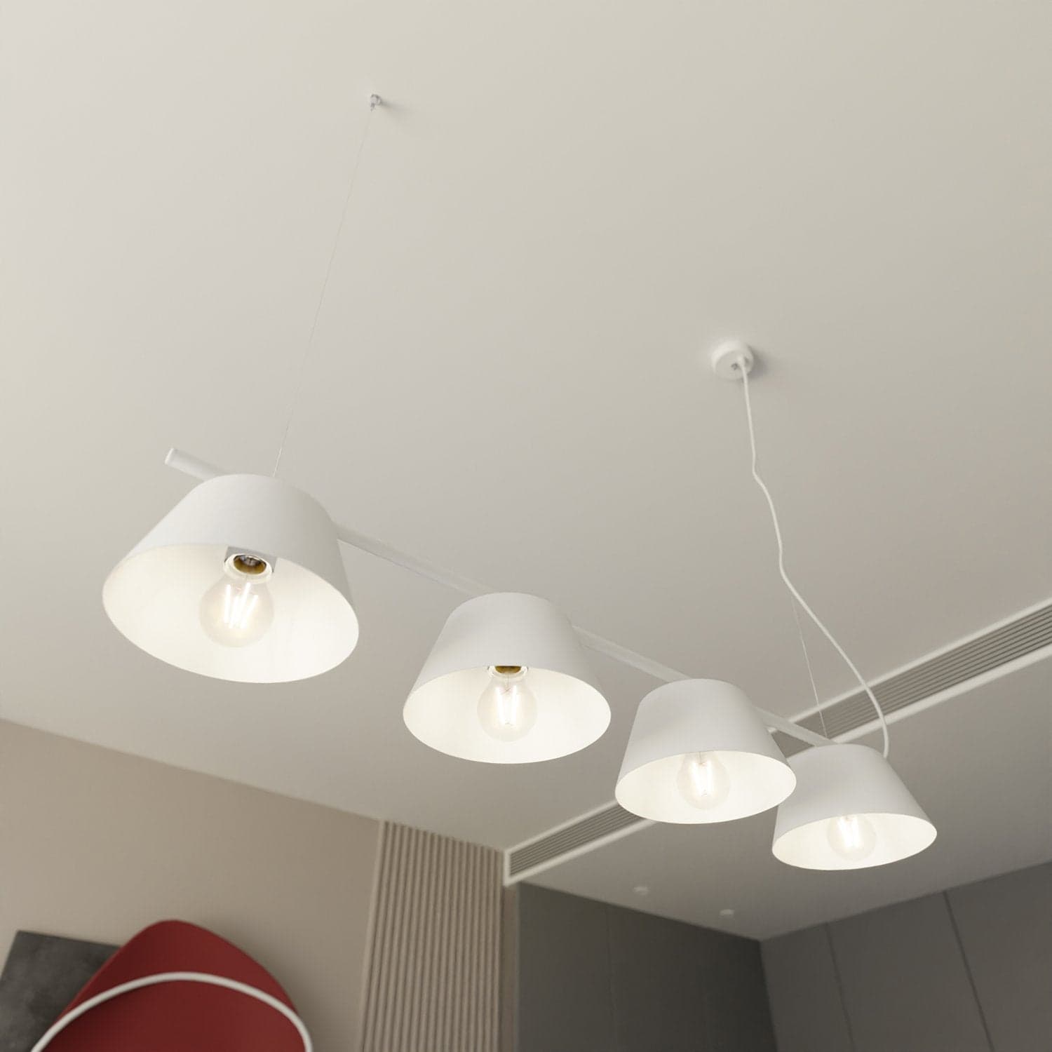 Sospensione Moderna 4 Luci Gelato In Acciaio Bianco in Lampade a sospensione LuceArt - Montecorvino Pugliano, commercioVirtuoso.it