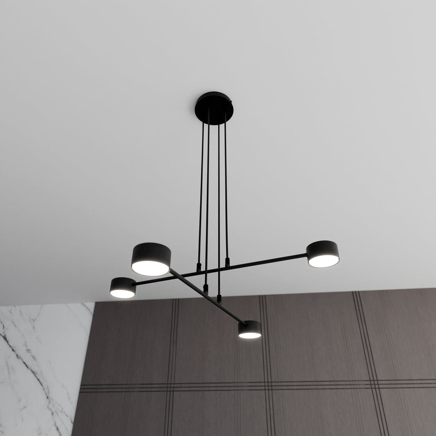 Sospensione Moderna Modus 4 Luci In Acciaio Nero in Lampade a sospensione LuceArt - Montecorvino Pugliano, commercioVirtuoso.it