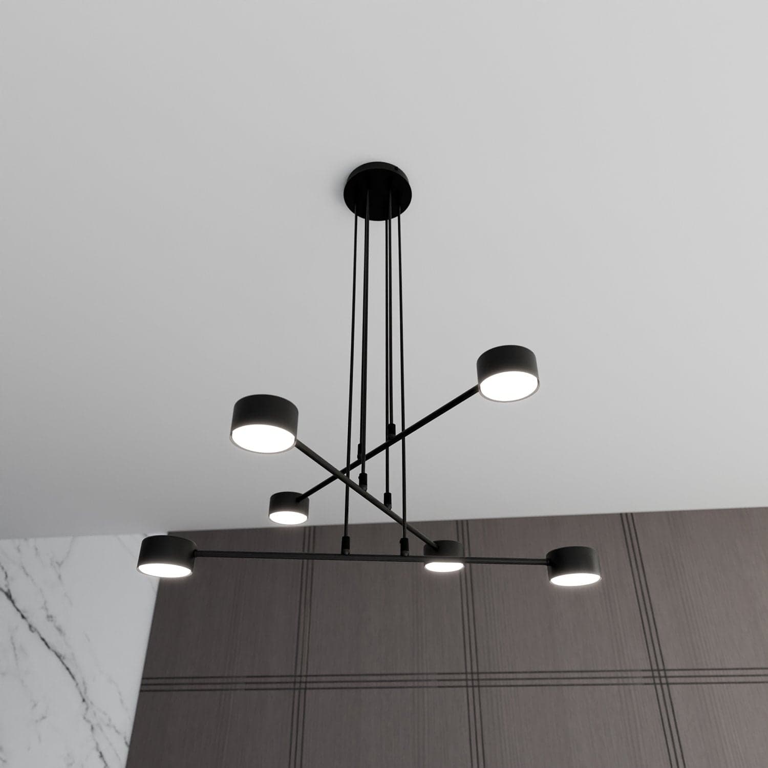 Sospensione Moderna Modus 6 Luci In Acciaio Nero in Lampade a sospensione LuceArt - Montecorvino Pugliano, commercioVirtuoso.it
