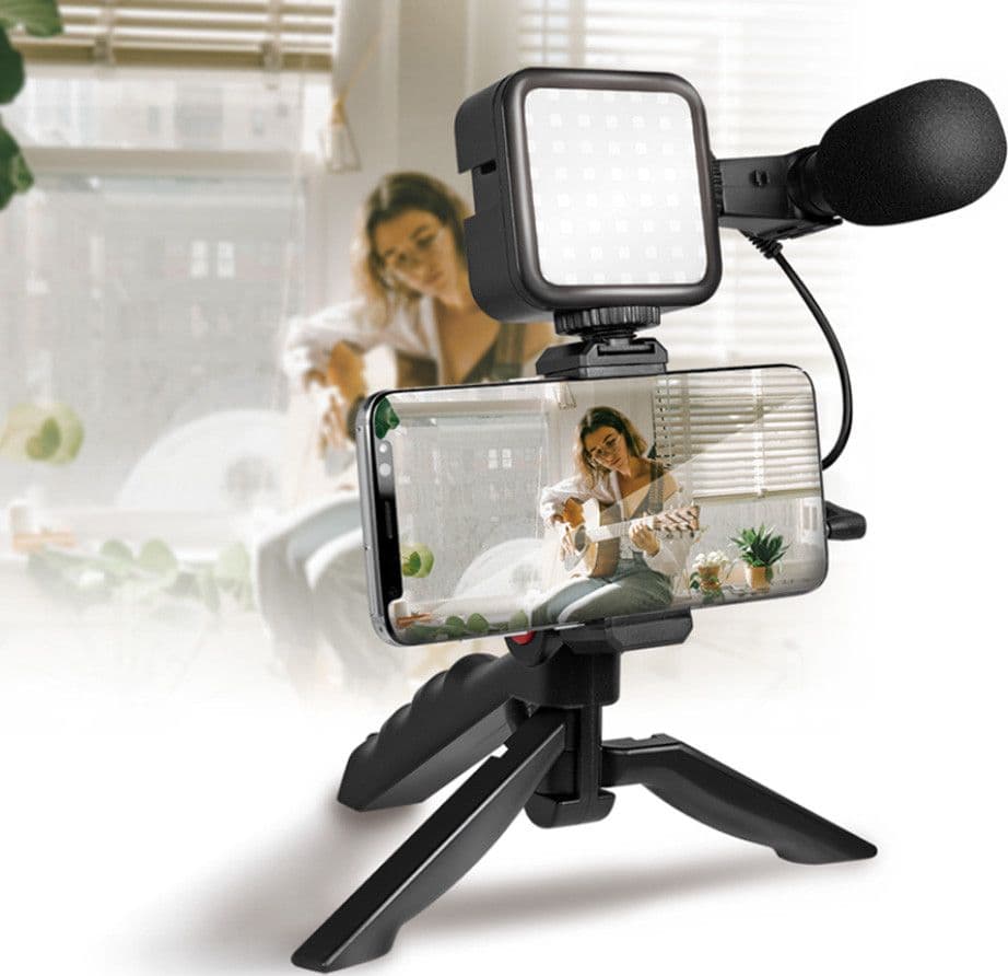 Kit Vlogger Treppiede per Smartphone 4,7''–7'' con Luce LED e Microfono Direzionale in Kit per foto e video Scontolo.net - Potenza, commercioVirtuoso.it