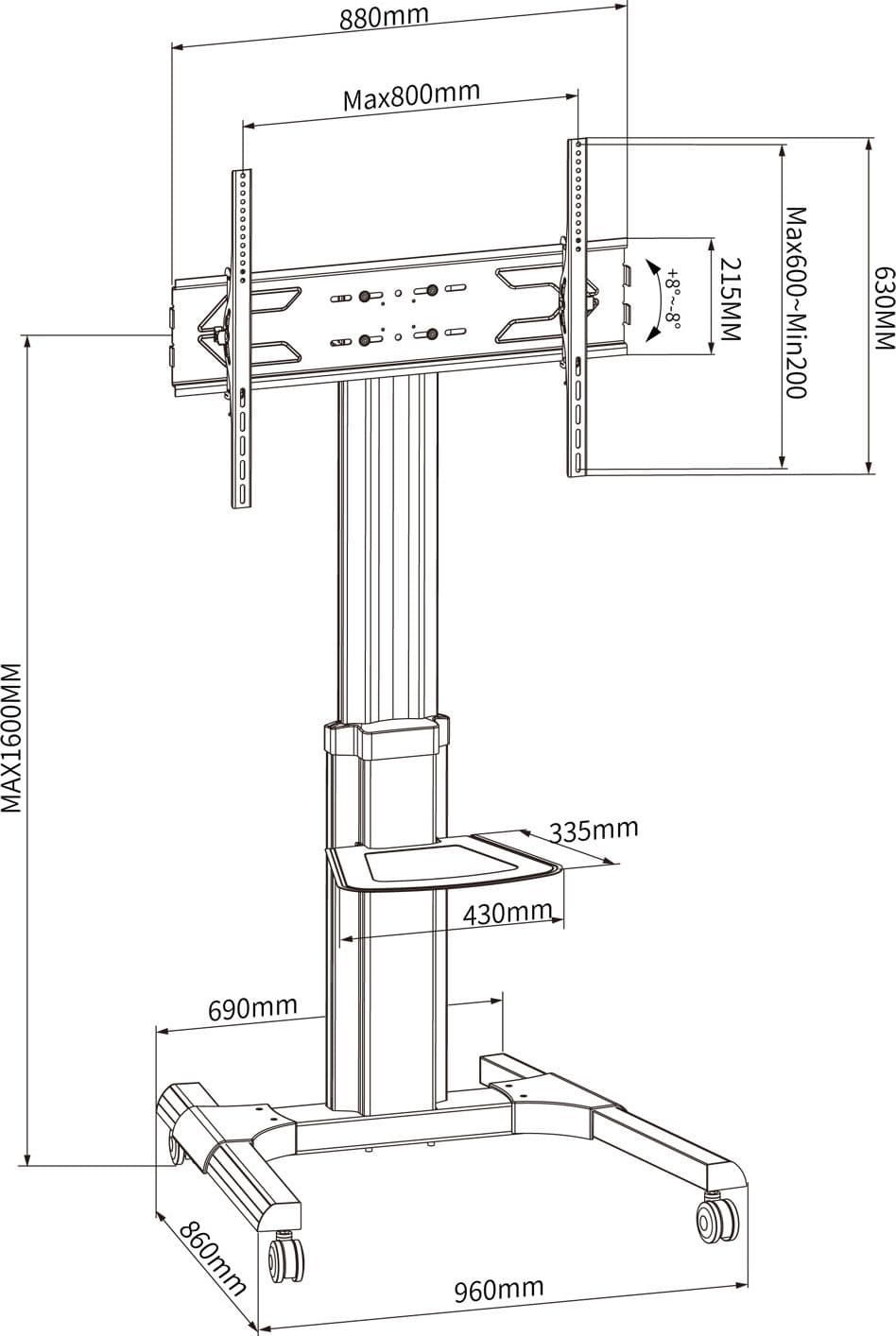 Supporto a Pavimento con una Mensola Trolley TV LCD/LED/Plasma 50-92'' in Supporti da parete e da soffitto Scontolo.net - Potenza, commercioVirtuoso.it