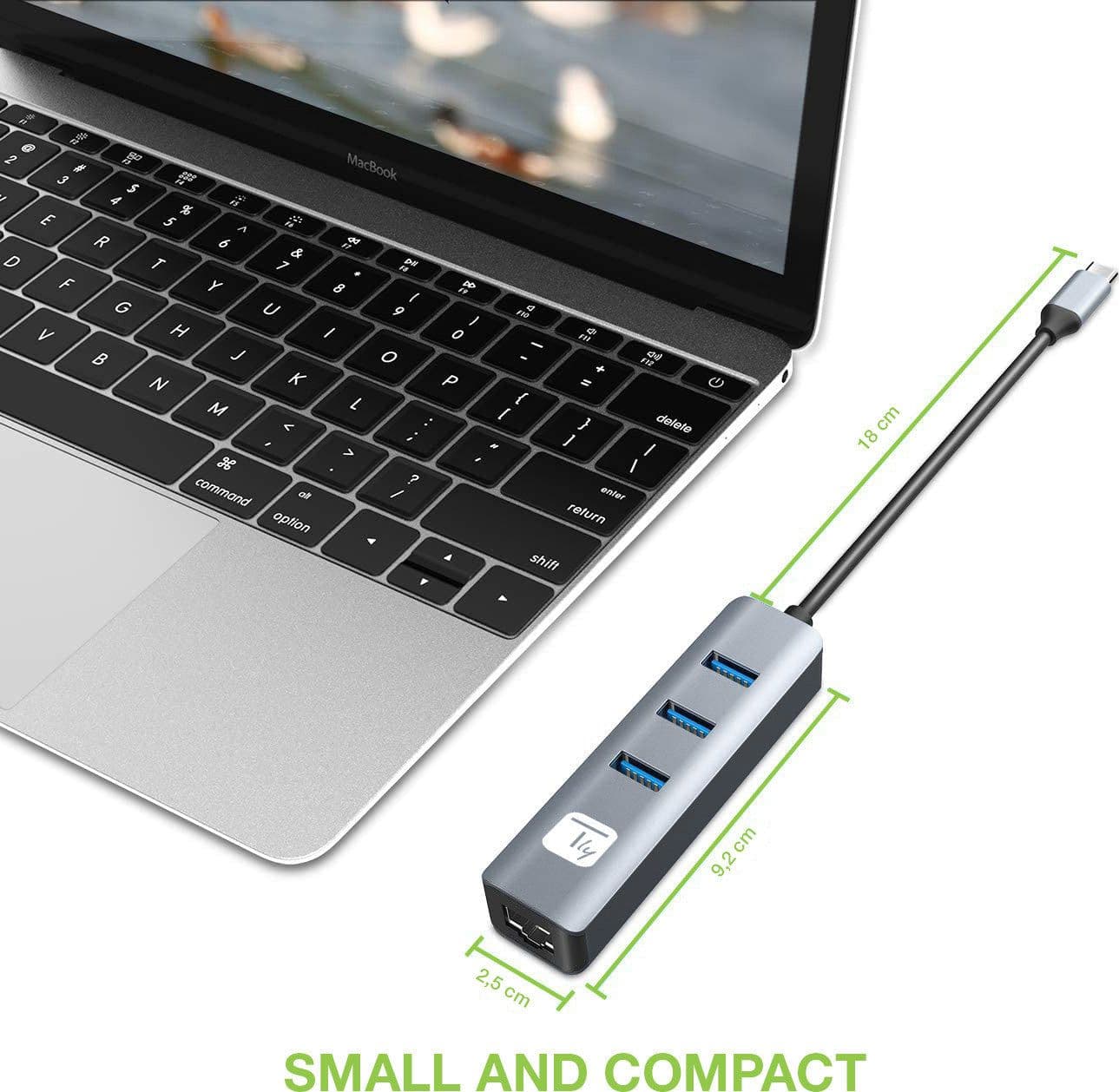 Adattatore Convertitore USB-C&trade a RJ45 Gigabit con Hub 3 Porte USB 5 Gbps in Adattatori USB wireless Scontolo.net - Potenza, commercioVirtuoso.it
