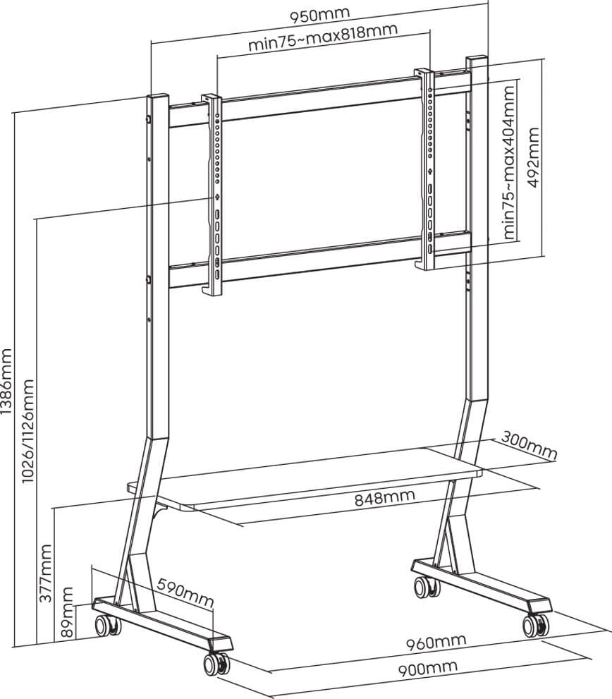 Supporto a Pavimento con Mensola per TV LCD/LED/Plasma 45-90'' in Mobili Scontolo.net - Potenza, commercioVirtuoso.it