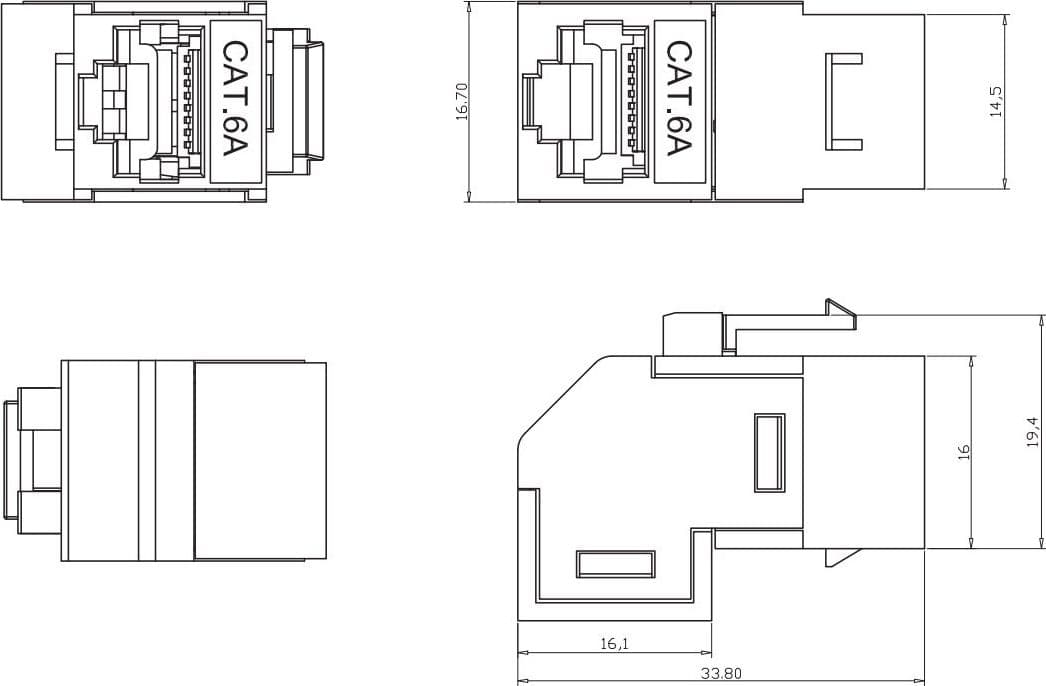 Accoppiatore RJ45 F/F 90&deg Cat.6A Schermato in Cavi Ethernet Scontolo.net - Potenza, commercioVirtuoso.it