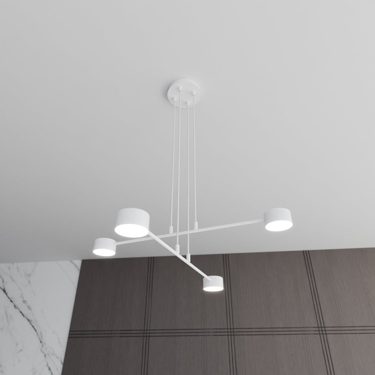 Sospensione Moderna Modus 4 Luci In Acciaio Bianco in Lampade a sospensione LuceArt - Montecorvino Pugliano, commercioVirtuoso.it