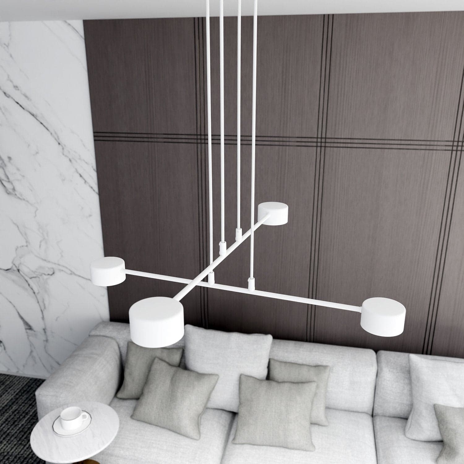 Sospensione Moderna Modus 4 Luci In Acciaio Bianco in Lampade a sospensione LuceArt - Montecorvino Pugliano, commercioVirtuoso.it