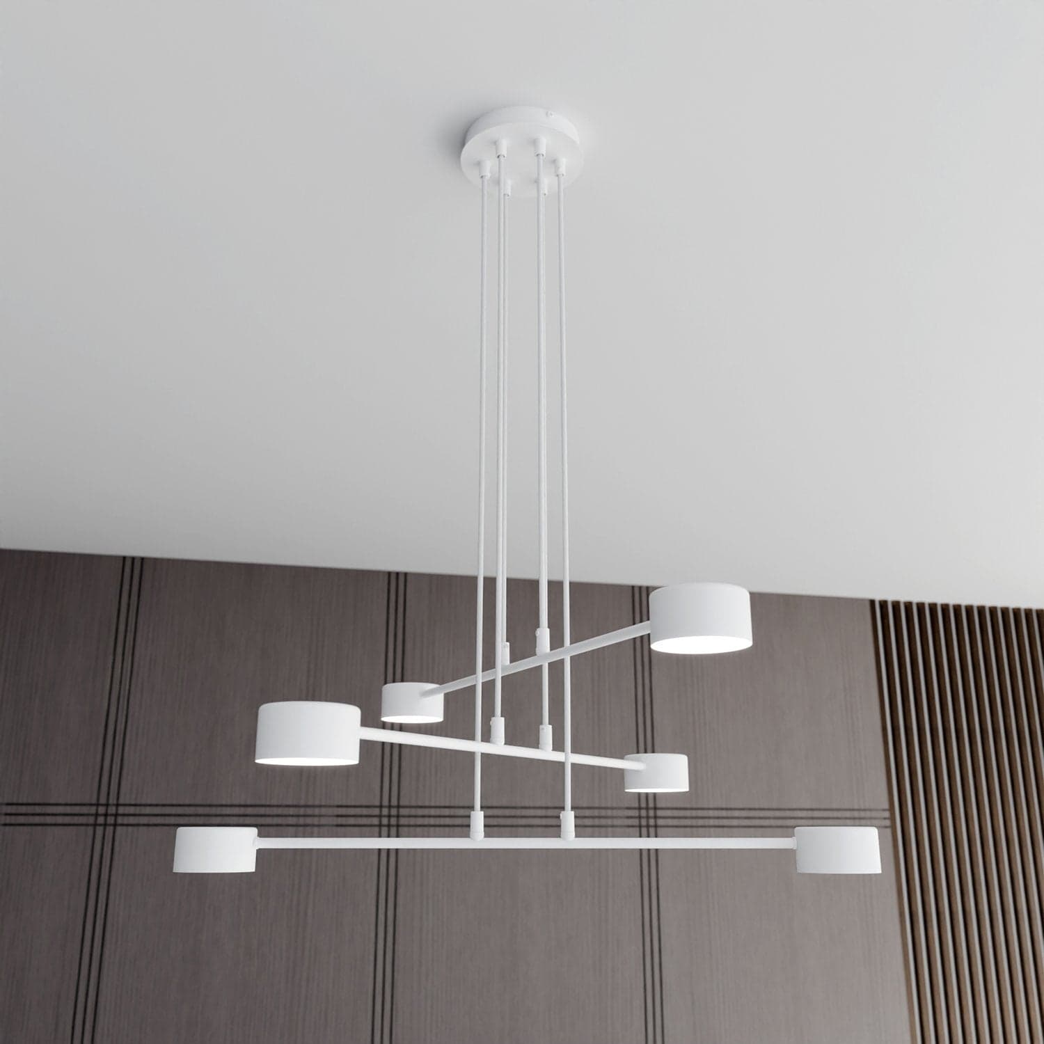 Sospensione Moderna Modus 6 Luci In Acciaio Bianco in Lampade a sospensione LuceArt - Montecorvino Pugliano, commercioVirtuoso.it