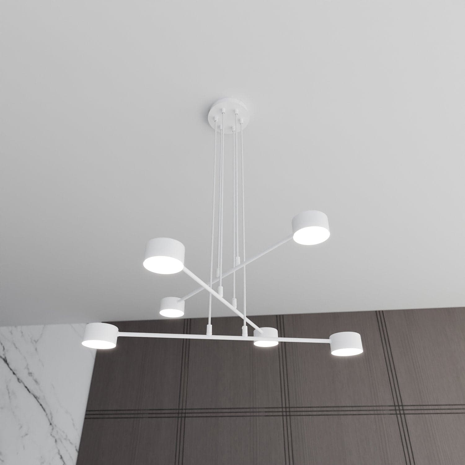 Sospensione Moderna Modus 6 Luci In Acciaio Bianco in Lampade a sospensione LuceArt - Montecorvino Pugliano, commercioVirtuoso.it