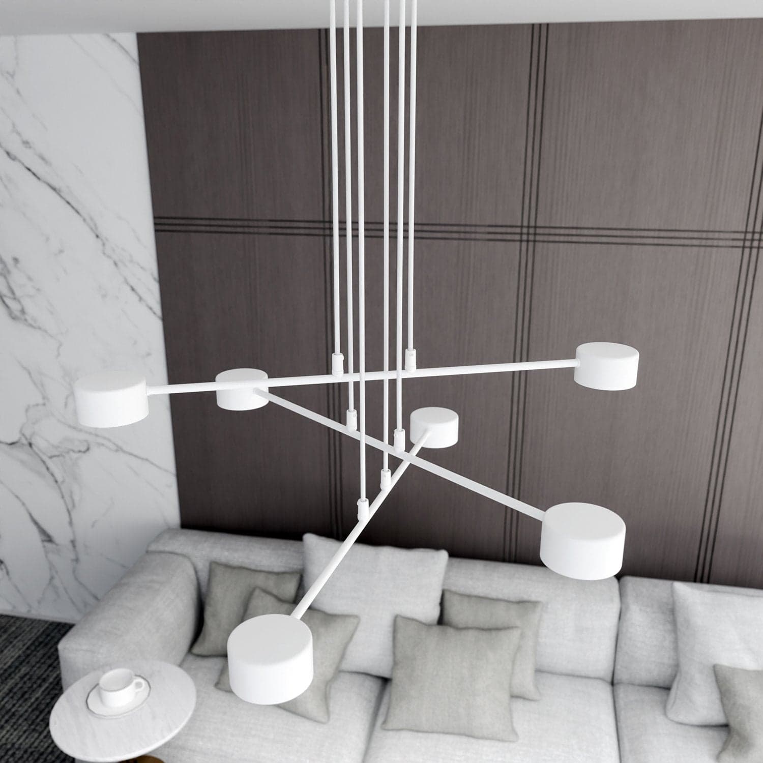 Sospensione Moderna Modus 6 Luci In Acciaio Bianco in Lampade a sospensione LuceArt - Montecorvino Pugliano, commercioVirtuoso.it
