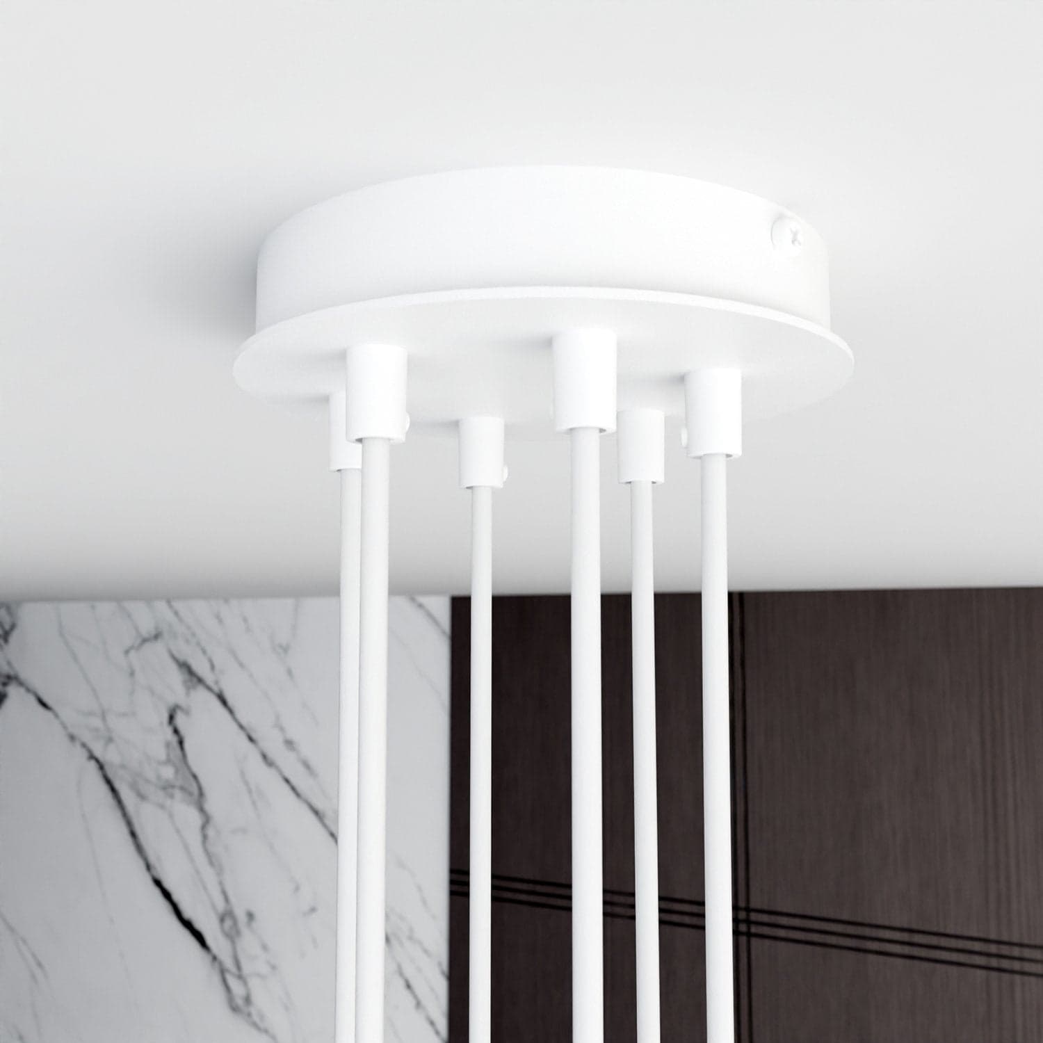 Sospensione Moderna Modus 6 Luci In Acciaio Bianco in Lampade a sospensione LuceArt - Montecorvino Pugliano, commercioVirtuoso.it
