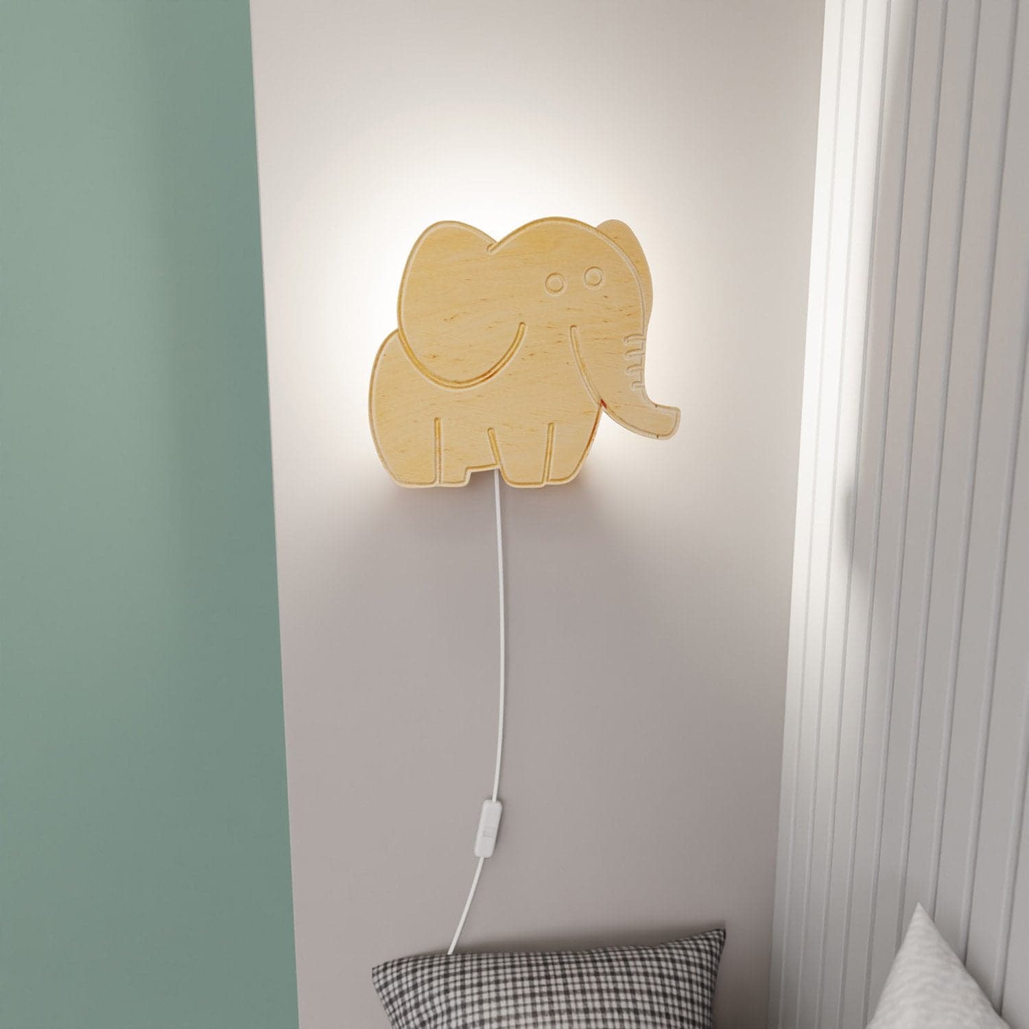 Applique Safari A Forma Di Elefante 1 Luce E14 In Compensato in Luci notturne per bambini LuceArt - Montecorvino Pugliano, commercioVirtuoso.it
