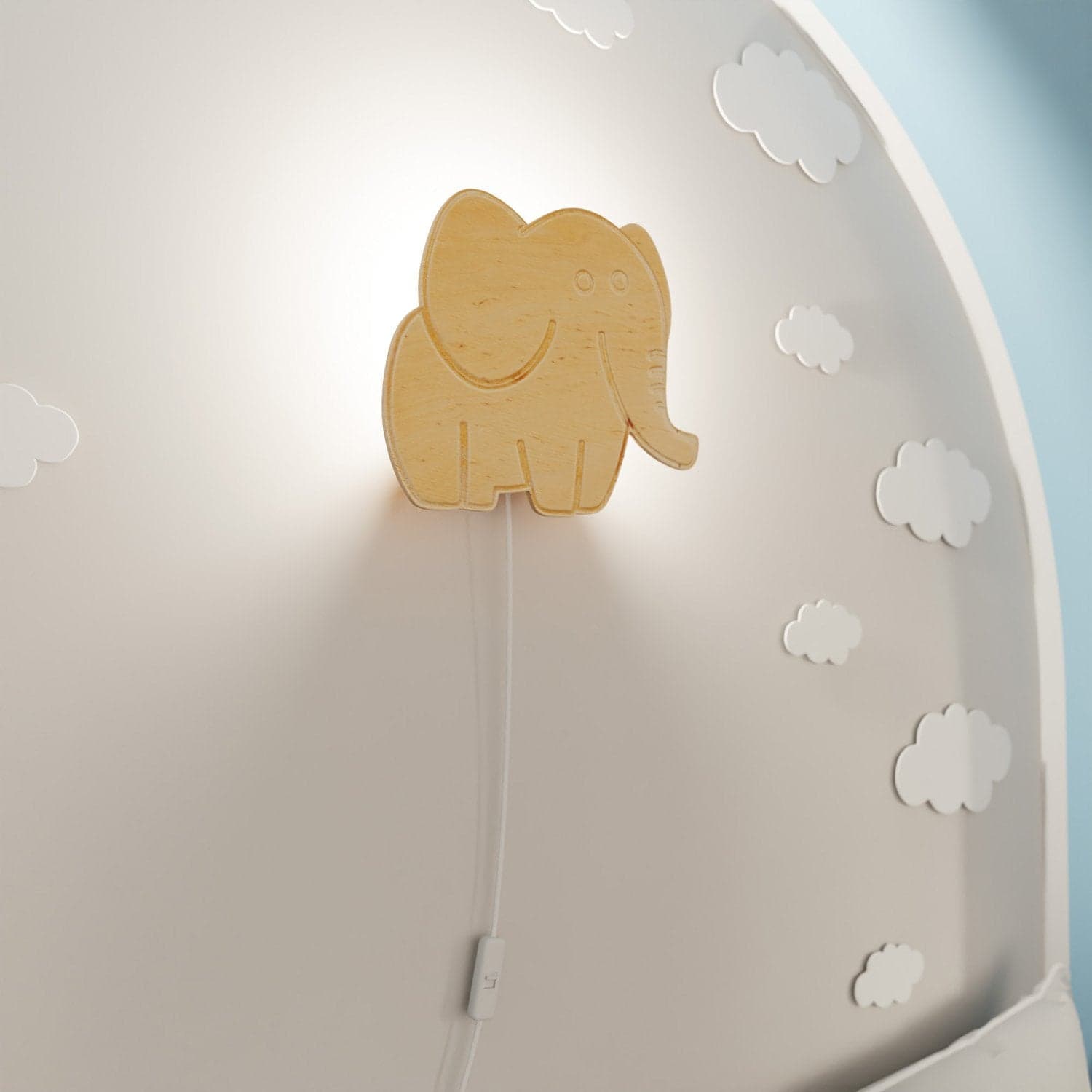 Applique Safari A Forma Di Elefante 1 Luce E14 In Compensato in Luci notturne per bambini LuceArt - Montecorvino Pugliano, commercioVirtuoso.it