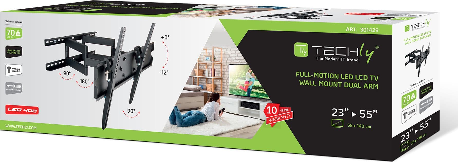 Supporto a Muro per TV LED LCD 23-55'' Full Motion Braccio Doppio in Supporti da parete e da soffitto Scontolo.net - Potenza, commercioVirtuoso.it