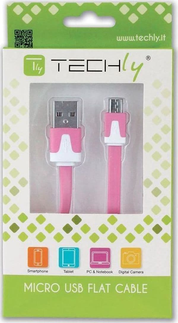 Cavo Flat USB AM a Micro USB M Rosa 1m in  Scontolo.net - Potenza, commercioVirtuoso.it