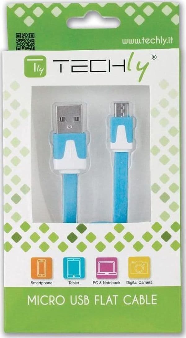 Cavo Flat USB AM a Micro USB M Azzurro 1m in  Scontolo.net - Potenza, commercioVirtuoso.it