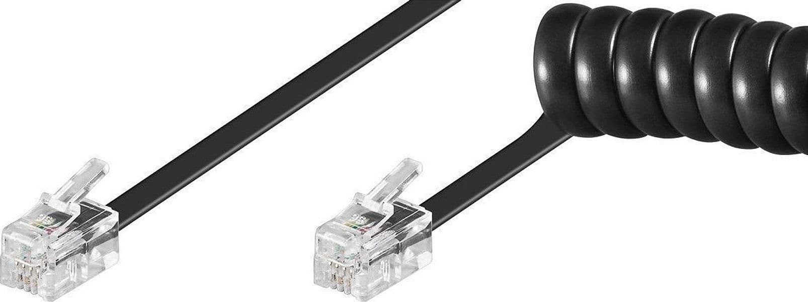 Cavo telefonico spiralato per cornetta 2mt RJ10 4P4C Nero in Cavi Scontolo.net - Potenza, commercioVirtuoso.it