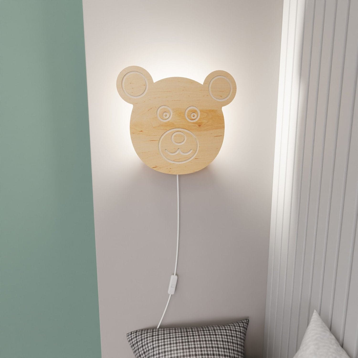 Applique Safari A Forma Di Orsetto 1 Luce E14 In Compensato in Applique LuceArt - Montecorvino Pugliano, commercioVirtuoso.it