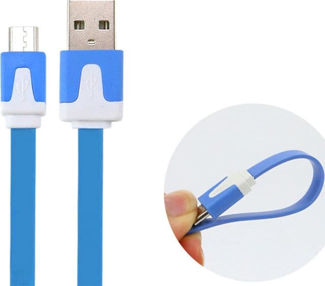Cavo Flat USB AM a Micro USB M Azzurro 1m in  Scontolo.net - Potenza, commercioVirtuoso.it