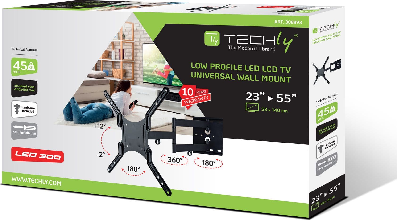 Supporto a Muro Ultra Slim per TV LED LCD 23-55'' Nero in Supporti da parete e da soffitto Scontolo.net - Potenza, commercioVirtuoso.it