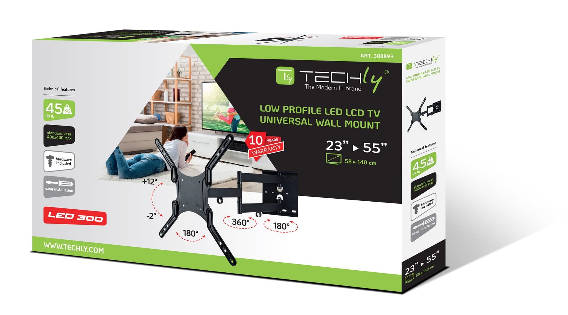 Supporto a Muro Ultra Slim per TV LED LCD 23-55'' Nero in Supporti da parete e da soffitto Scontolo.net - Potenza, commercioVirtuoso.it