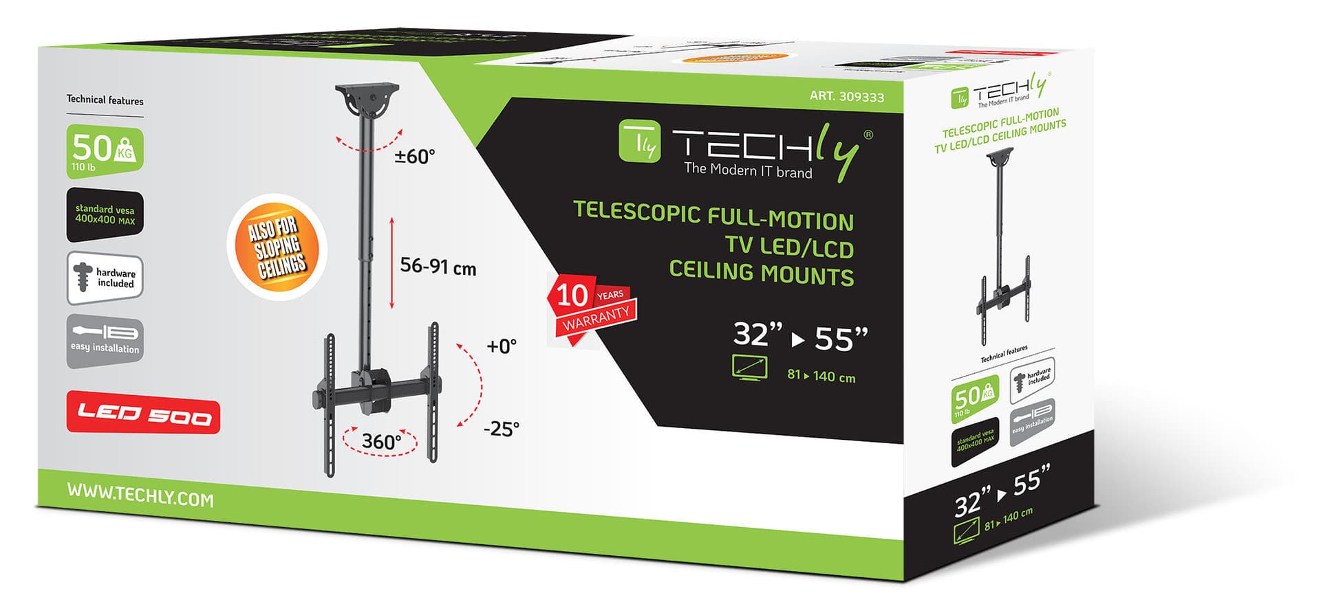 Supporto Telescopico Universale a Soffitto per TV LED LCD 32-55'' in Supporti da parete e da soffitto Scontolo.net - Potenza, commercioVirtuoso.it