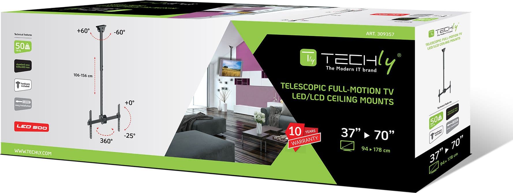 Supporto Telescopico Lungo a Soffitto per TV LED LCD 37-70'' in Supporti da parete e da soffitto Scontolo.net - Potenza, commercioVirtuoso.it