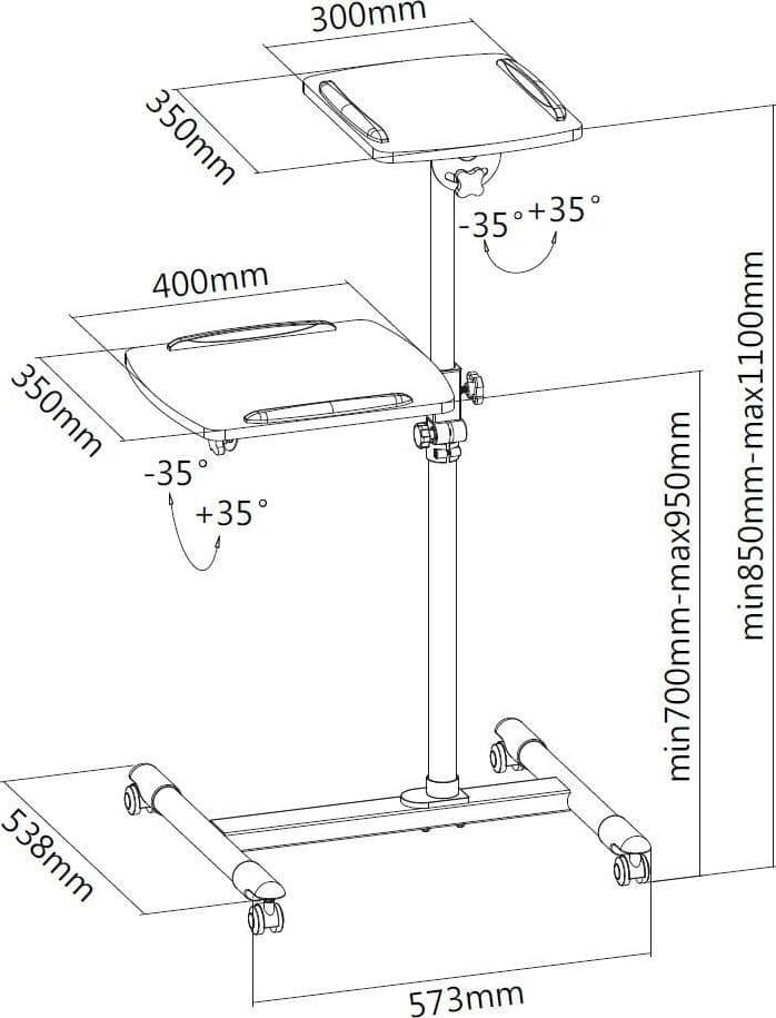 Carrello Supporto per Proiettore Beamer Notebook PC Ripiani Regolabili in Supporti per proiettori Scontolo.net - Potenza, commercioVirtuoso.it