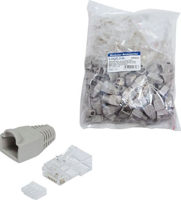 Plug Cat.6 RJ45 e Copriconnettore per Cavo Non Schermato 100pz Grigio in Cavi Ethernet Scontolo.net - Potenza, commercioVirtuoso.it