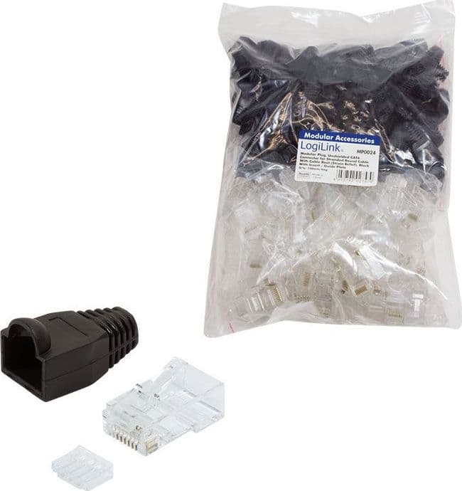 Plug Cat.6 RJ45 e Copriconnettore per Cavo Non Schermato, 100pz Nero in Cavi Ethernet Scontolo.net - Potenza, commercioVirtuoso.it