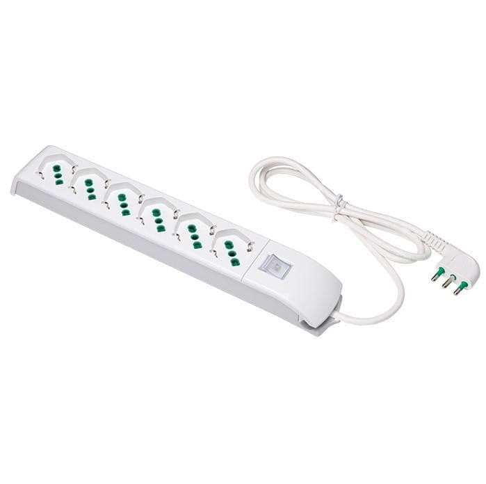 Multipresa 6 Posti Italiana Bipasso / Schuko Bianco in Multiprese Scontolo.net - Potenza, commercioVirtuoso.it