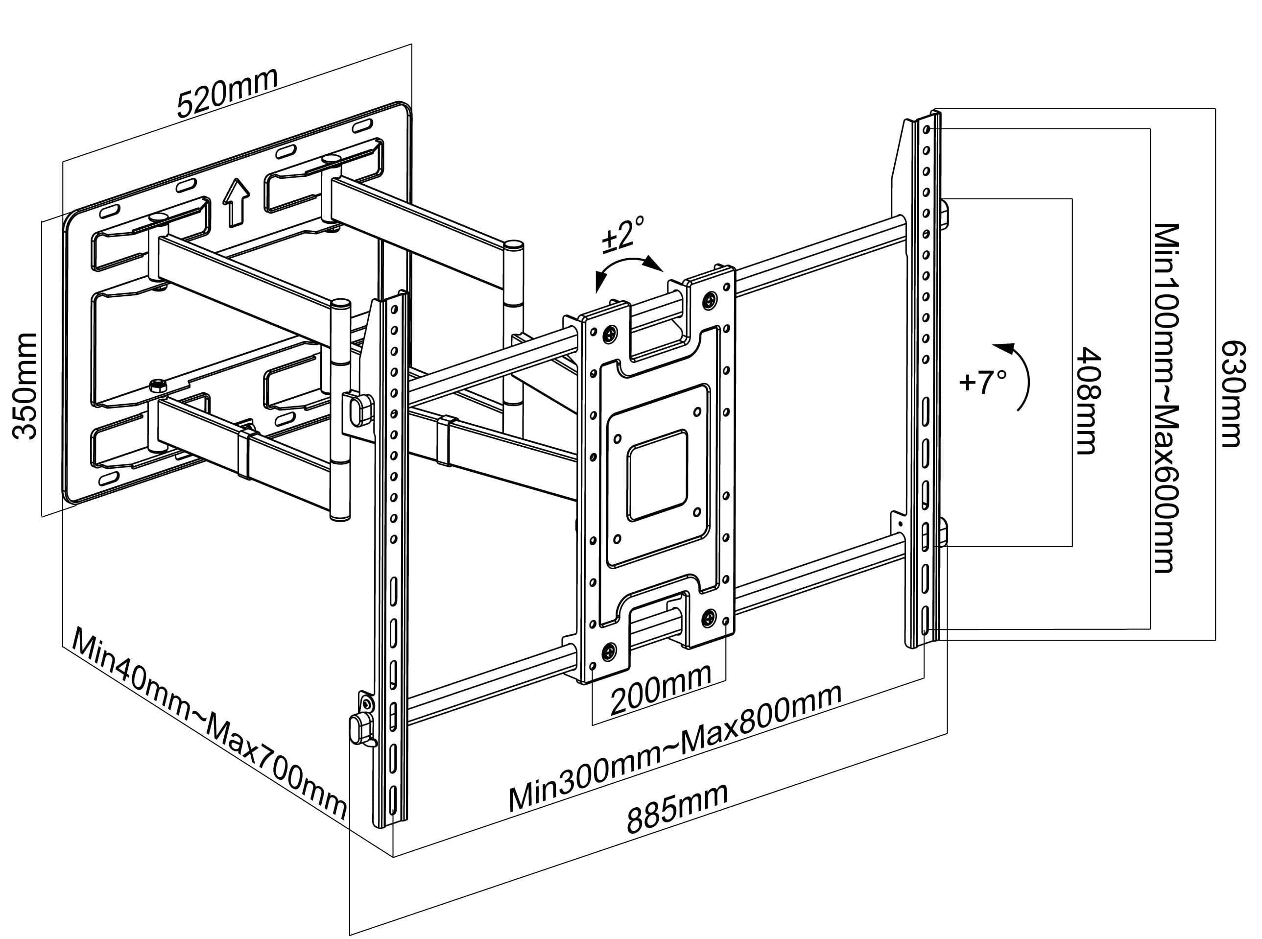 Supporto a Muro per TV LED LCD 55-100'' Full-Motion