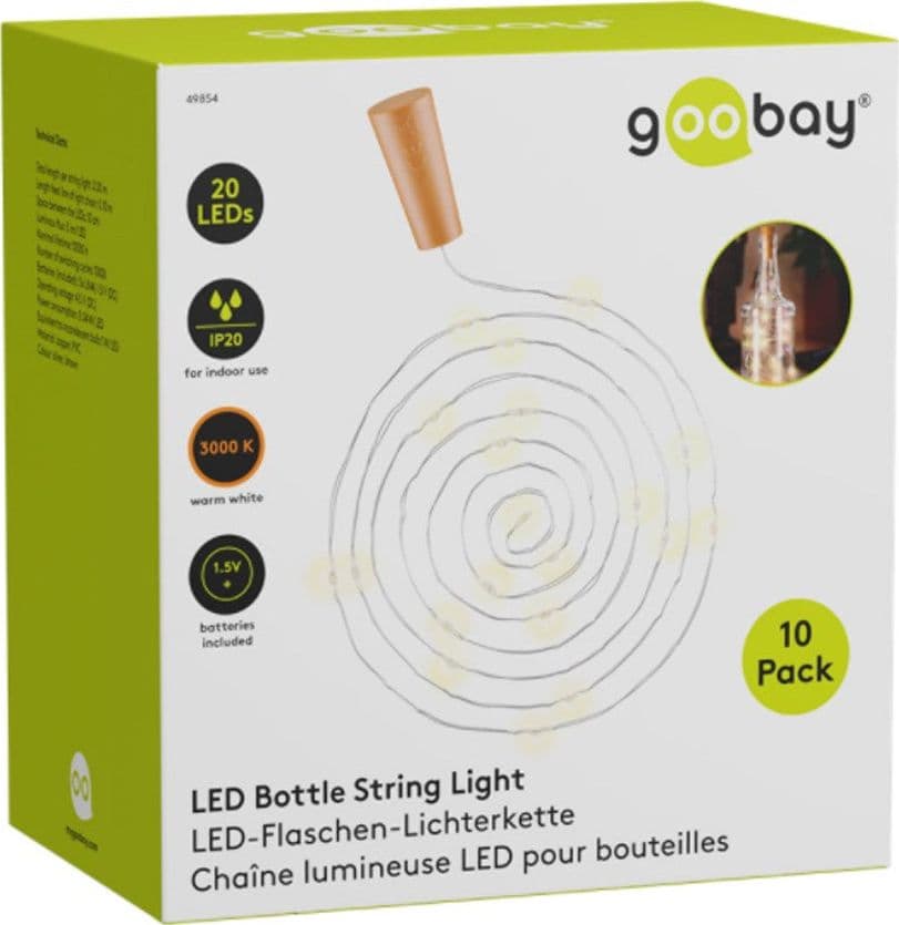 10 Strip da 20 LED Bianco Caldo per Bottiglie in Catene luminose Scontolo.net - Potenza, commercioVirtuoso.it